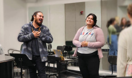 Student performers rehearse ahead of Hansel and Gretel's opening on March 7.